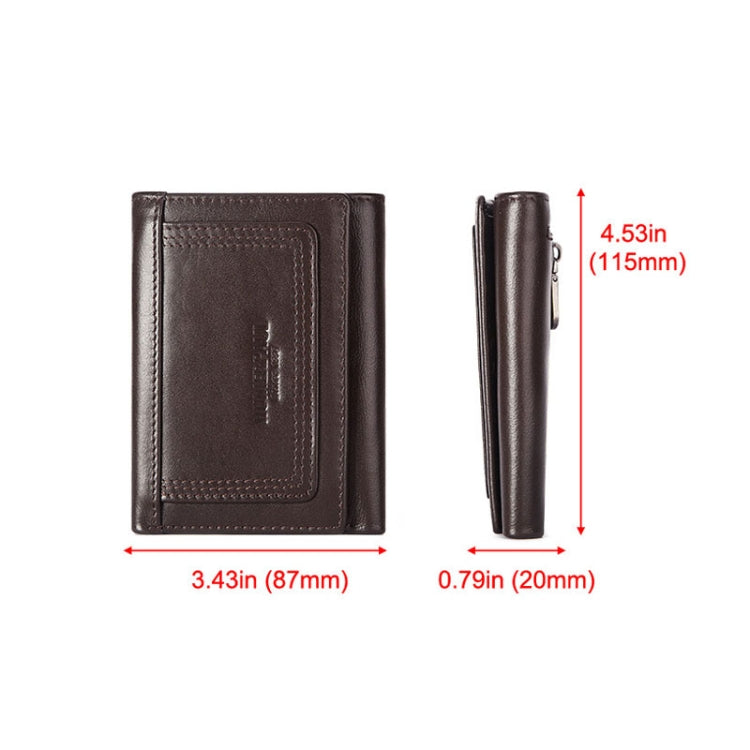 HUMERPAUL BP992 RFID Anti-Magnetic Multi-Card Position Zipper Coin Purse Leather Men Wallet(Brown) - free shipping - PMC TechLife - Order now!