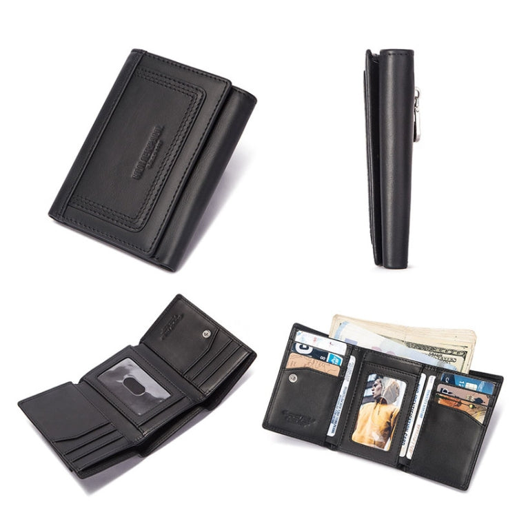 HUMERPAUL BP992 RFID Anti-Magnetic Multi-Card Position Zipper Coin Purse Leather Men Wallet(Dark Brown) - free shipping - PMC TechLife - Order now!