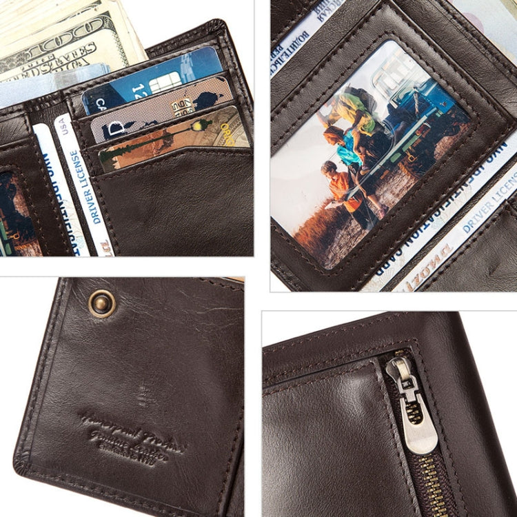 HUMERPAUL BP992 RFID Anti-Magnetic Multi-Card Position Zipper Coin Purse Leather Men Wallet(Brown) - free shipping - PMC TechLife - Order now!