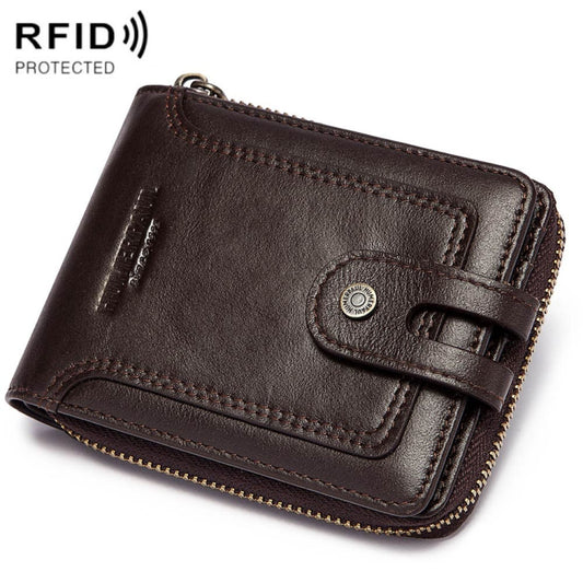 HUMERPAUL BP948-s RFID Anti-Theft Brush Men Leather Wallet Short Coin Purse(Brown) - Antimagnetic RFID Package by HUMERPAUL | Online Shopping South Africa | PMC Jewellery | Buy Now Pay Later Mobicred