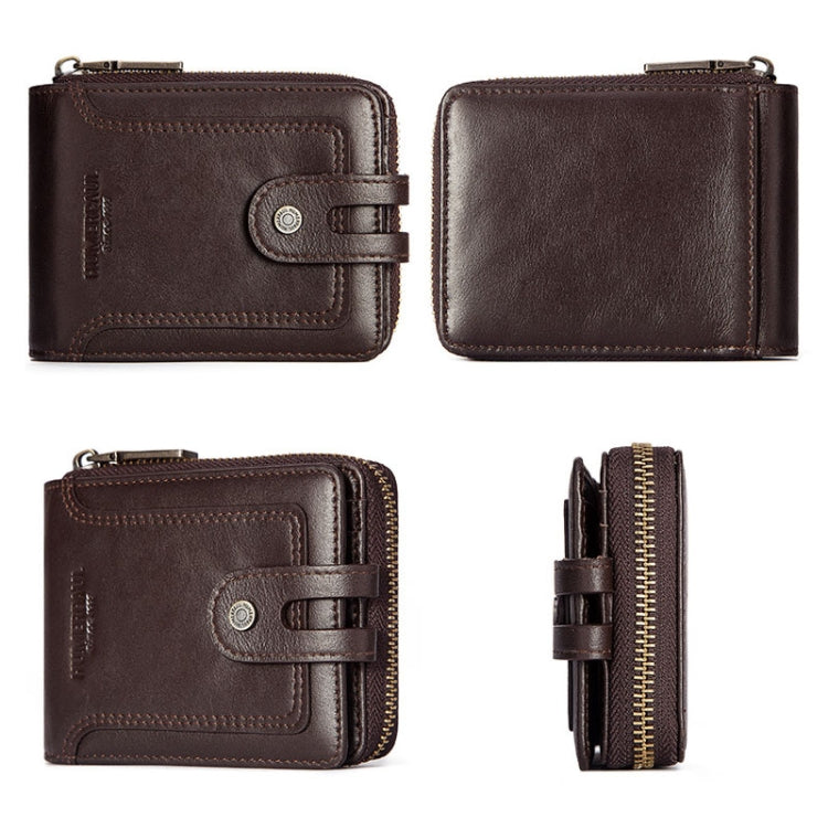 HUMERPAUL BP948-s RFID Anti-Theft Brush Men Leather Wallet Short Coin Purse(Brown) - Antimagnetic RFID Package by HUMERPAUL | Online Shopping South Africa | PMC Jewellery | Buy Now Pay Later Mobicred
