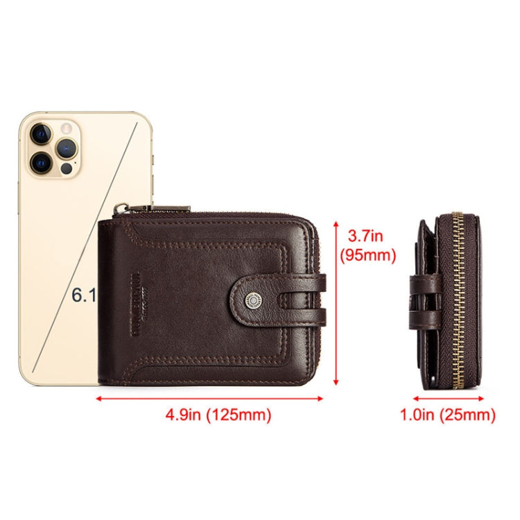 HUMERPAUL BP948-s RFID Anti-Theft Brush Men Leather Wallet Short Coin Purse(Brown) - Antimagnetic RFID Package by HUMERPAUL | Online Shopping South Africa | PMC Jewellery | Buy Now Pay Later Mobicred