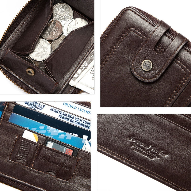 HUMERPAUL BP948-s RFID Anti-Theft Brush Men Leather Wallet Short Coin Purse(Brown) - Antimagnetic RFID Package by HUMERPAUL | Online Shopping South Africa | PMC Jewellery | Buy Now Pay Later Mobicred