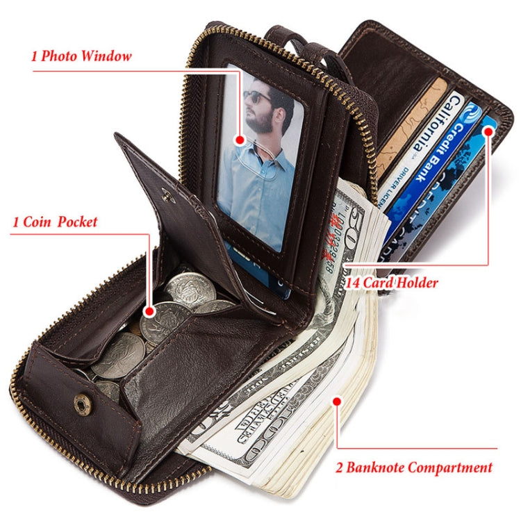 HUMERPAUL BP948-s RFID Anti-Theft Brush Men Leather Wallet Short Coin Purse(Brown) - Antimagnetic RFID Package by HUMERPAUL | Online Shopping South Africa | PMC Jewellery | Buy Now Pay Later Mobicred