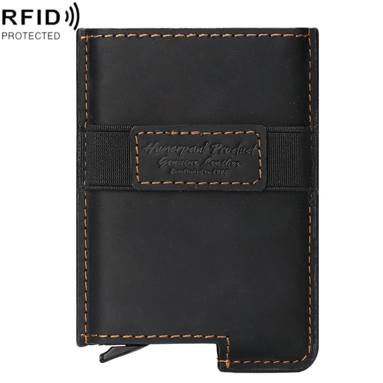 HUMERPAUL BP977 RFID Anti-Theft Card Box Leather Automatic Credit Card Set(Black) - Antimagnetic RFID Package by HUMERPAUL | Online Shopping South Africa | PMC Jewellery | Buy Now Pay Later Mobicred