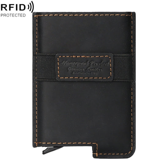 HUMERPAUL BP977 RFID Anti-Theft Card Box Leather Automatic Credit Card Set(Black) - Antimagnetic RFID Package by HUMERPAUL | Online Shopping South Africa | PMC Jewellery | Buy Now Pay Later Mobicred