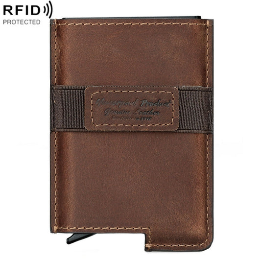 HUMERPAUL BP977 RFID Anti-Theft Card Box Leather Automatic Credit Card Set(Dark Brown) - Antimagnetic RFID Package by HUMERPAUL | Online Shopping South Africa | PMC Jewellery | Buy Now Pay Later Mobicred