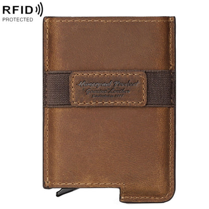 HUMERPAUL BP977 RFID Anti-Theft Card Box Leather Automatic Credit Card Set(Brown) - free shipping - PMC Jewellery - Order now!