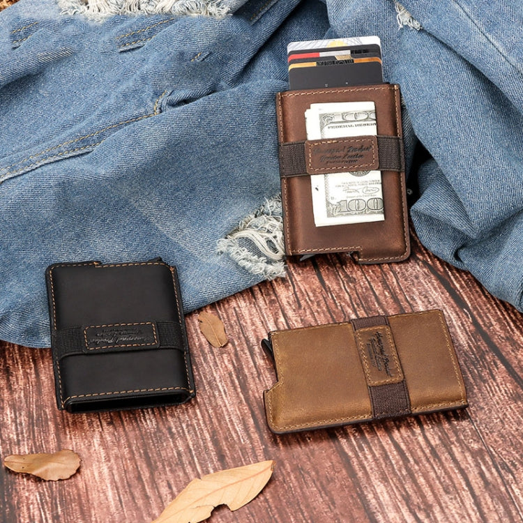 HUMERPAUL BP977 RFID Anti-Theft Card Box Leather Automatic Credit Card Set(Black) - Antimagnetic RFID Package by HUMERPAUL | Online Shopping South Africa | PMC Jewellery | Buy Now Pay Later Mobicred