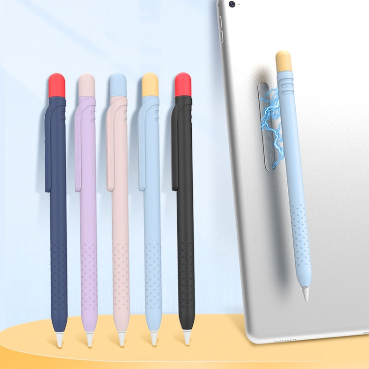 CY152 Magnetic Silicone Storage Colorblock Pen Holder For Apple Pencil 1(Light Blue)