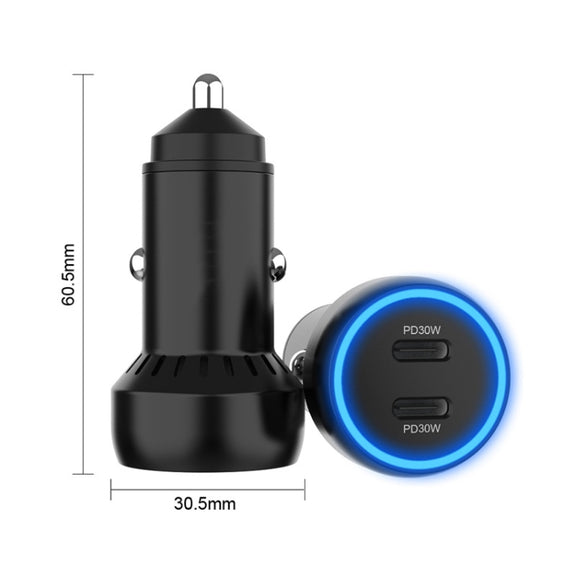 IBD352 Aluminum Alloy Dual Interface Car Charger, Spec: PD30W+PD30W