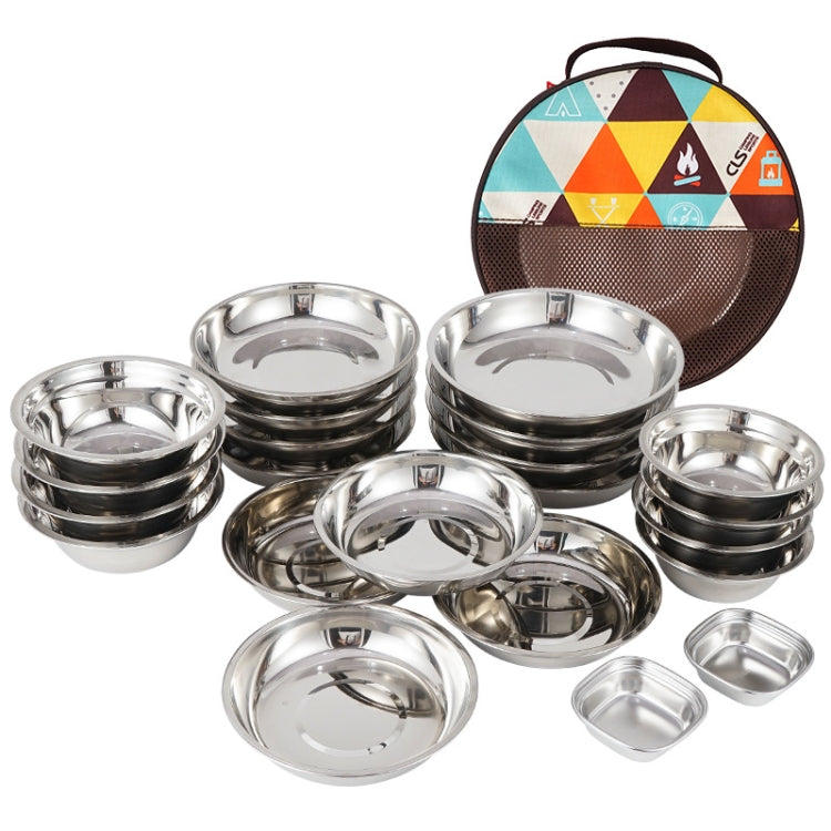 22 PCS / Set CLS Portable Stainless Steel Dinner Plate Outdoor Camping Cutlery - free shipping - PMC Jewellery - Order now!