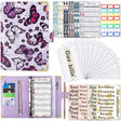 A6 PU Leather Color Printing Notebook Zipper Bag Loose-leaf Budget Binder(Butterfly-Purple) - Notebooks by PMC TechLife | Online Shopping South Africa | PMC TechLife