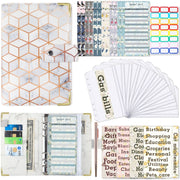 A6 PU Leather Color Printing Notebook Zipper Bag Loose-leaf Budget Binder(Phnom Penh Marbling)