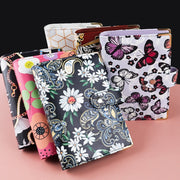 A6 PU Leather Color Printing Notebook Zipper Bag Loose-leaf Budget Binder(Leopard Proter-Brown)