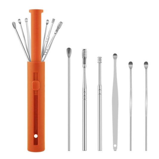 2 Packs Push-Pull Cylinder Storage Ear Scoop Set, Specification: 6 PCS/Set Orange - Ear Care Tools by PMC Jewellery | Online Shopping South Africa | PMC Jewellery | Buy Now Pay Later Mobicred
