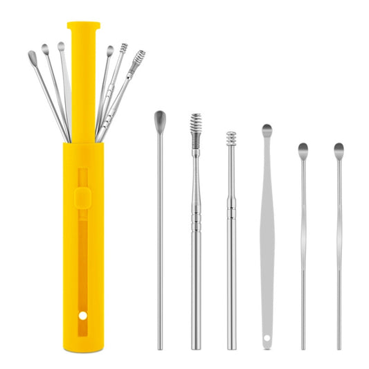 2 Packs Push-Pull Cylinder Storage Ear Scoop Set, Specification: 6 PCS/Set Yellow - Ear Care Tools by PMC Jewellery | Online Shopping South Africa | PMC Jewellery | Buy Now Pay Later Mobicred