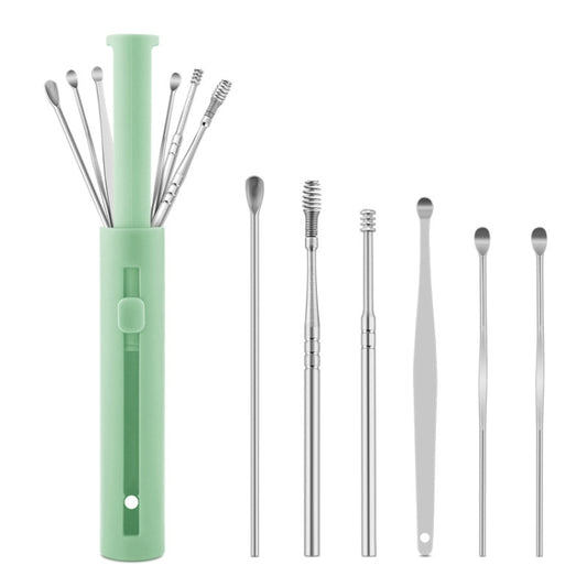 2 Packs Push-Pull Cylinder Storage Ear Scoop Set, Specification: 6 PCS/Set Green - Ear Care Tools by PMC Jewellery | Online Shopping South Africa | PMC Jewellery | Buy Now Pay Later Mobicred