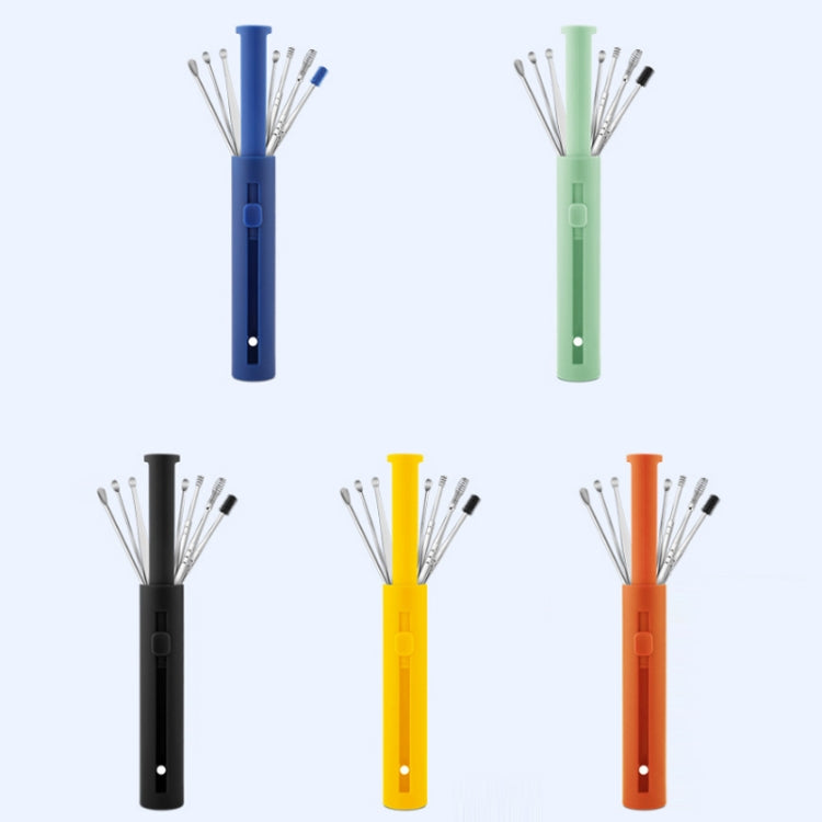 2 Packs Push-Pull Cylinder Storage Ear Scoop Set, Specification: 7 PCS/Set Orange - Ear Care Tools by PMC TechLife | Online Shopping South Africa | PMC TechLife | Buy Now Pay Later Mobicred