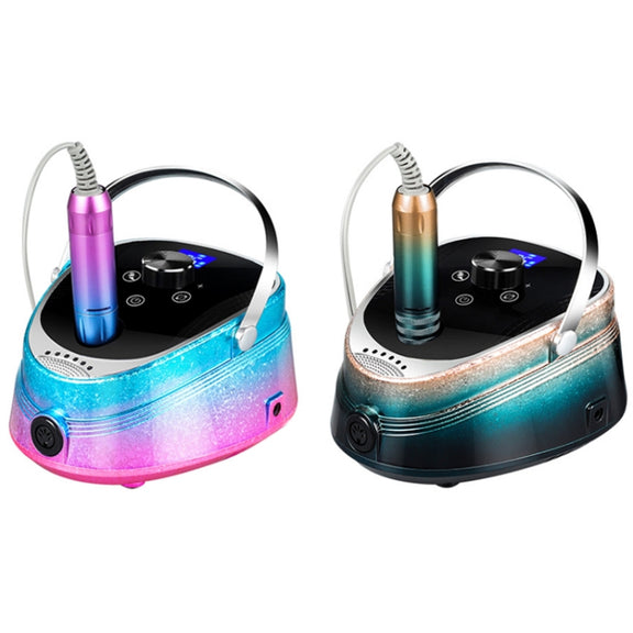 Ice Flower Gradient Rechargeable Low Noise Nail Polishing Machine, Specification: EU Plug (Pink Blue)