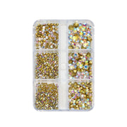 2 Sets Nail Art 6 Grid Pointed Bottom Diamond Nail Jewelry, Specification: 02 AB