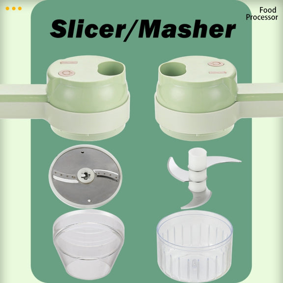 4 In 1 Handheld Electric Vegetable Cutter Set Garlic Mud Masher Garlic Chopper