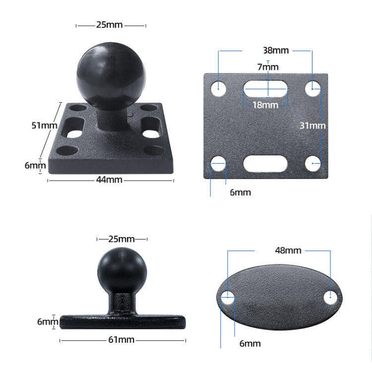 KZ06J Monitor Mount Tablet PC Aluminum Alloy Agricultural Machinery Bracket, Style: Ellipse+Link+Ellipse