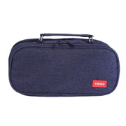 Large Capacity Multi-layer Portable Stationery Bag Canvas Pen Bag(Navy Blue)