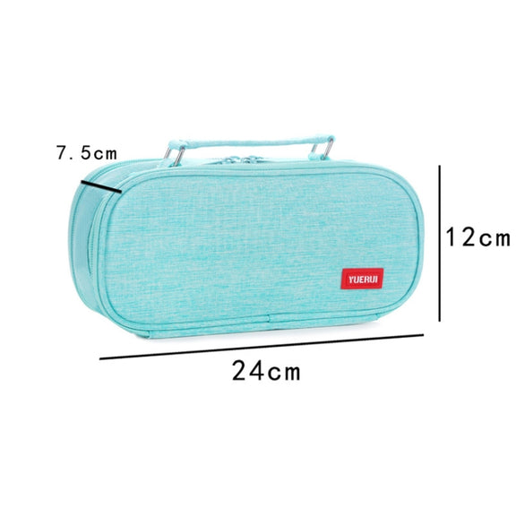 Large Capacity Multi-layer Portable Stationery Bag Canvas Pen Bag(Blue)