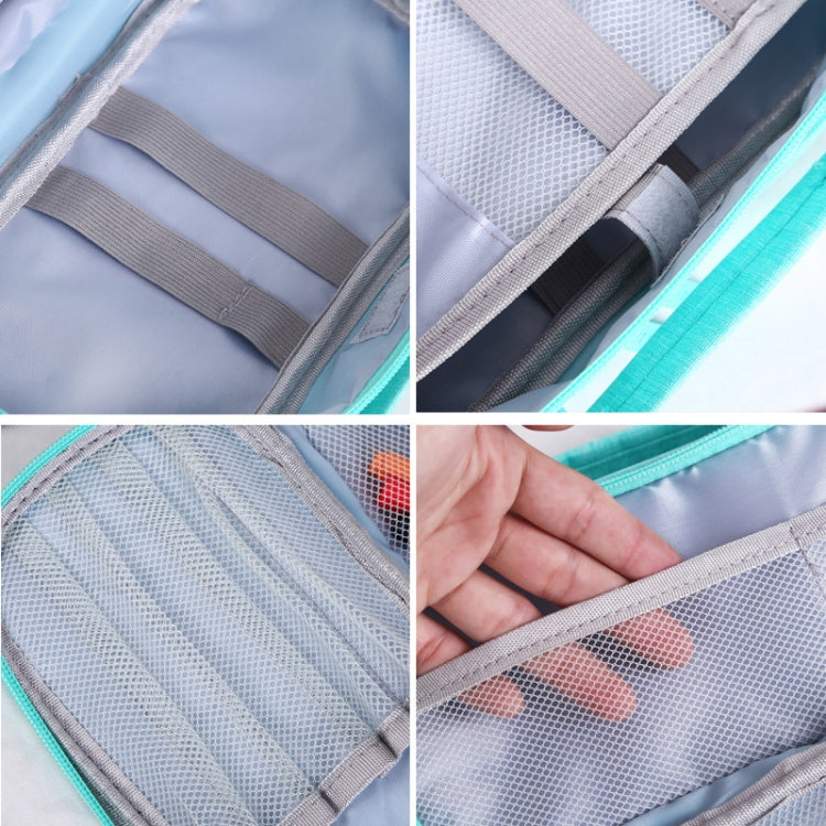 Large Capacity Multi-layer Portable Stationery Bag Canvas Pen Bag(Blue)