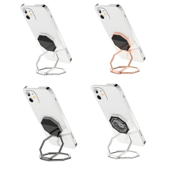 Metal Ring Buckle Live Rotating Magnetic Suction Car Desktop Tablet Folding Phone Bracket(Silver)
