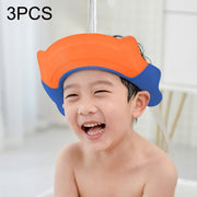 3PCS Shampoo Earmuffs Silicon Infant Wash Bath Cap Child Washing Hat(Orange)