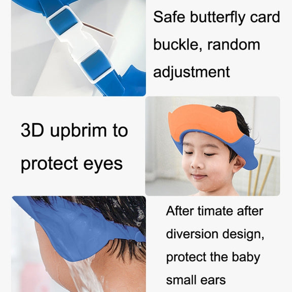3PCS Shampoo Earmuffs Silicon Infant Wash Bath Cap Child Washing Hat(Orange)
