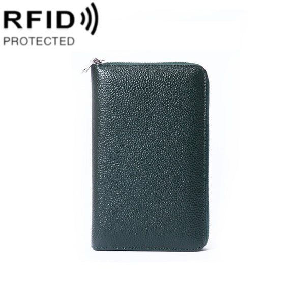 1659 RFID Anti-magnetic Anti-theft Passport Bag Document Bag Wallet(Green)