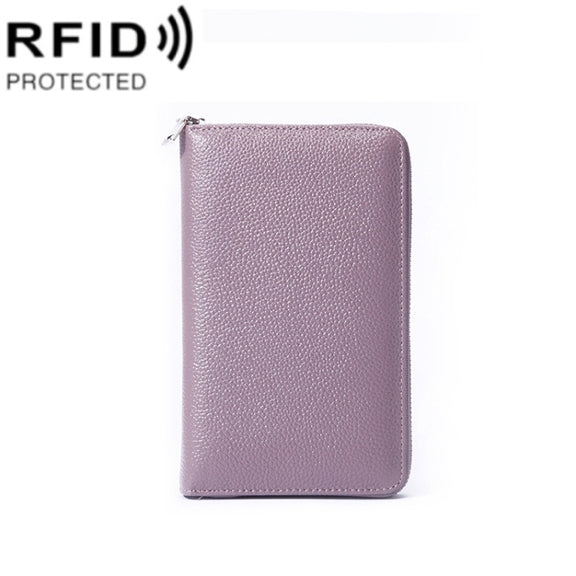 1659 RFID Anti-magnetic Anti-theft Passport Bag Document Bag Wallet(Lavender Purple)