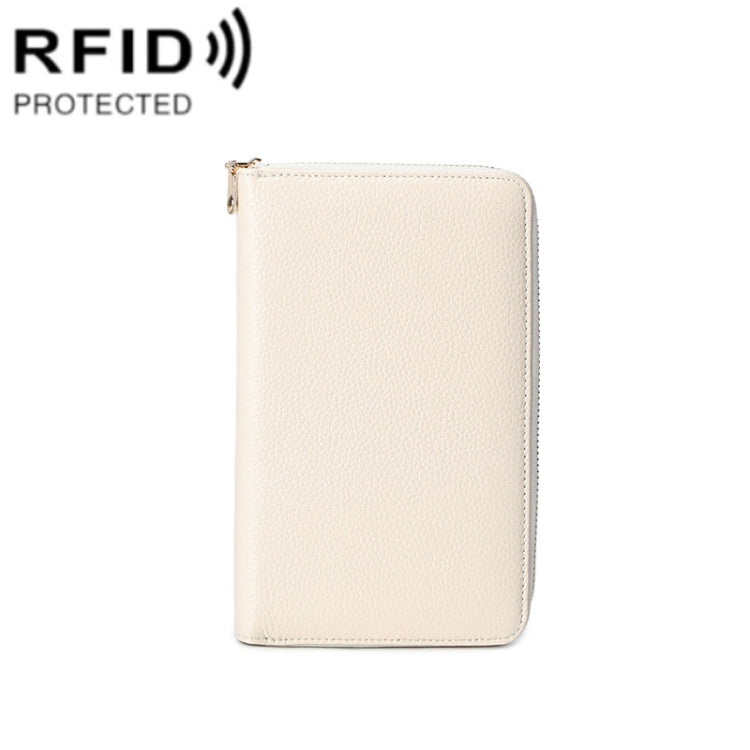 1659 RFID Anti-magnetic Anti-theft Passport Bag Document Bag Wallet(Ivory White) - free shipping - PMC Jewellery - Order now!