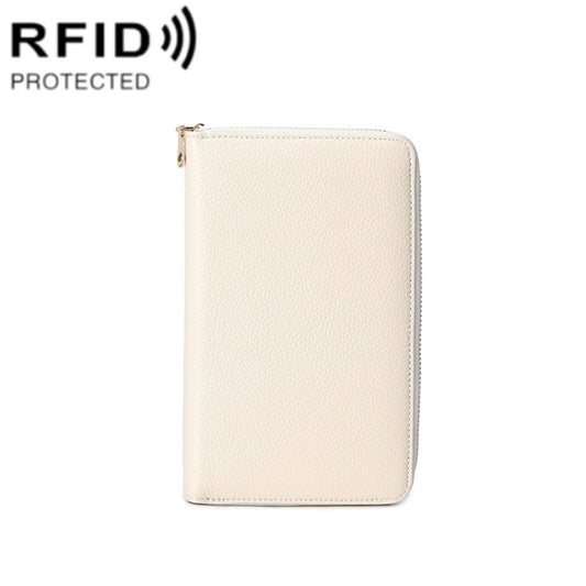 1659 RFID Anti-magnetic Anti-theft Passport Bag Document Bag Wallet(Ivory White) - free shipping - PMC Jewellery - Order now!