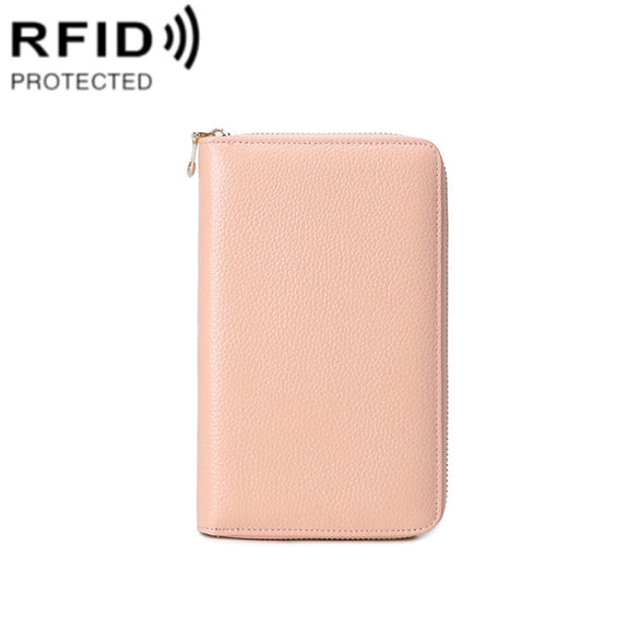 1659 RFID Anti-magnetic Anti-theft Passport Bag Document Bag Wallet(Baby Pink)