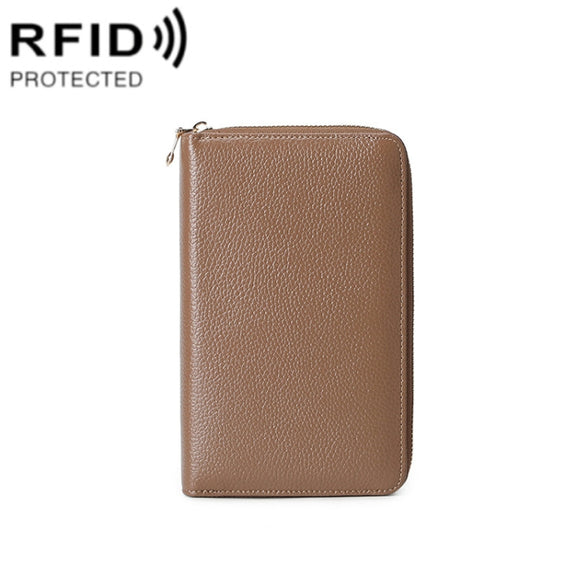 1659 RFID Anti-magnetic Anti-theft Passport Bag Document Bag Wallet(Coffee)