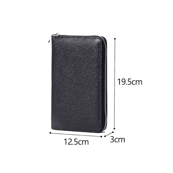 1659 RFID Anti-magnetic Anti-theft Passport Bag Document Bag Wallet(Linen Blue)