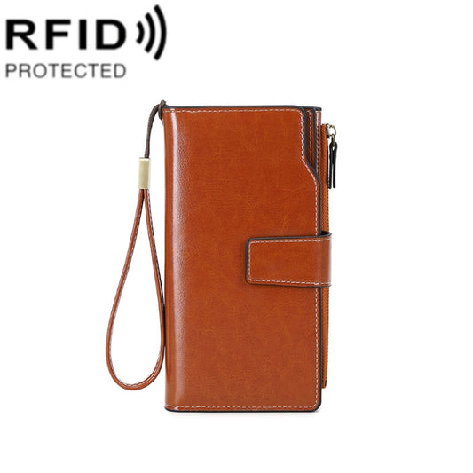 1669 RFID Anti-magnetic Anti-theft Retro Long Wallet Card Holder Document Bag(Retro Brown) - Antimagnetic RFID Package by PMC Jewellery | Online Shopping South Africa | PMC Jewellery | Buy Now Pay Later Mobicred