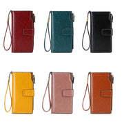 1669 RFID Anti-magnetic Anti-theft Retro Long Wallet Card Holder Document Bag(Retro Brown)
