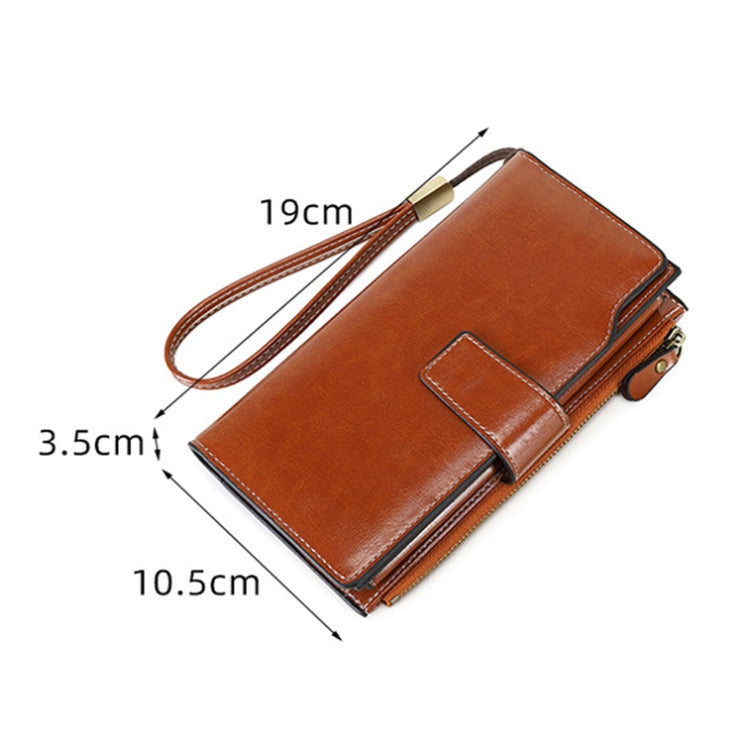 1669 RFID Anti-magnetic Anti-theft Retro Long Wallet Card Holder Document Bag(Peacock Blue)