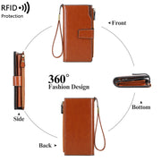 1669 RFID Anti-magnetic Anti-theft Retro Long Wallet Card Holder Document Bag(Retro Brown)