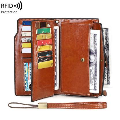 1669 RFID Anti-magnetic Anti-theft Retro Long Wallet Card Holder Document Bag(Peacock Blue) - Antimagnetic RFID Package by PMC Jewellery | Online Shopping South Africa | PMC Jewellery | Buy Now Pay Later Mobicred