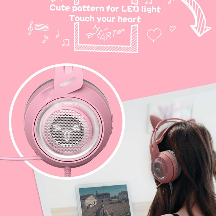 SOMIC G951PINK Head-mounted 7.1 Channel Anchor E-Sports Game Headset Wheat(Pink)