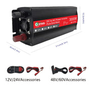 Gurxun Sine Wave Inverter 3000W 12/24/48/60V To 220V Car Boost Converter, Specification: 48V-220V