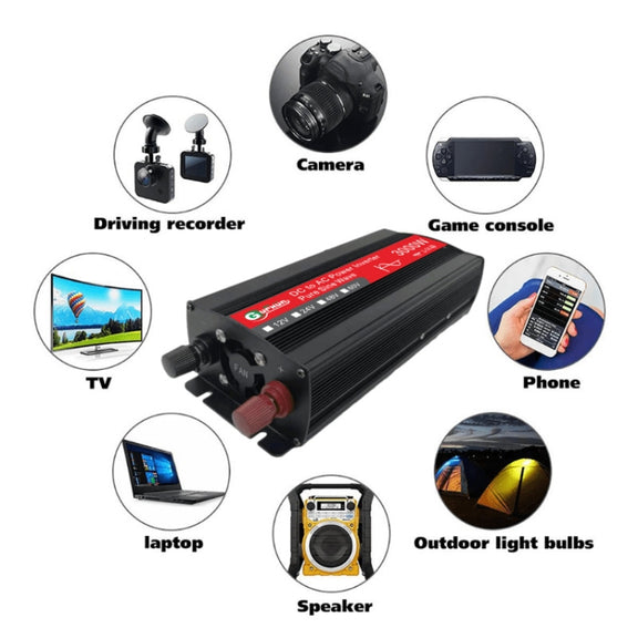 Gurxun Sine Wave Inverter 3000W 12/24/48/60V To 220V Car Boost Converter, Specification: 48V-220V