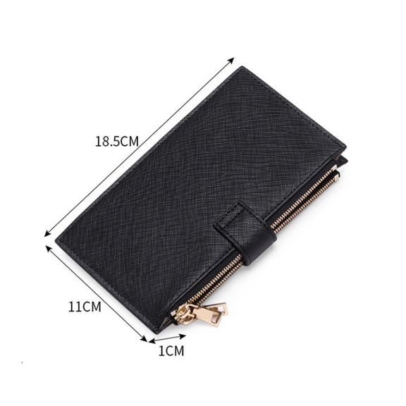 GLQ167  RFID Two-way Folding PU Cross Pattern With Zipper Pocket Wallet(Light Blue)