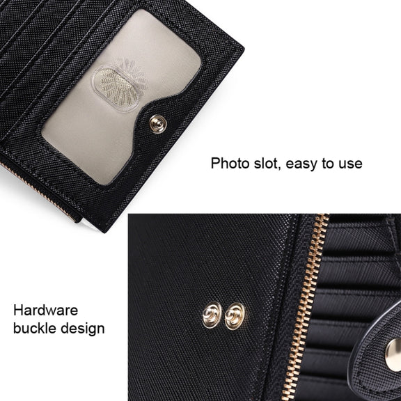 GLQ167  RFID Two-way Folding PU Cross Pattern With Zipper Pocket Wallet(Light Blue)
